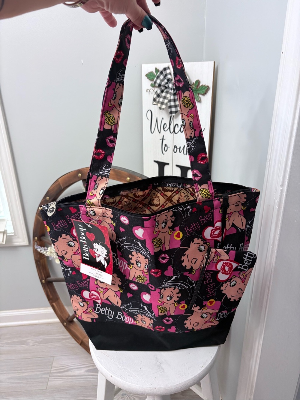Betty Boop Black & Pink Tote Bag NWT